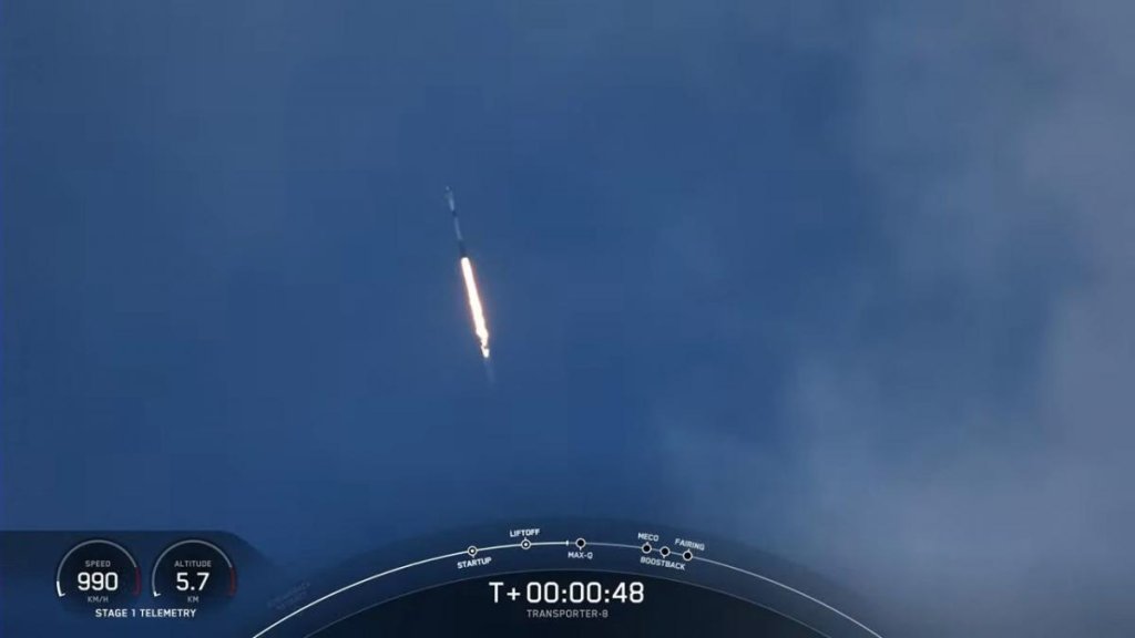 A SpaceX Falcon 9-es rakétájának Transporter 8 missziójának fellövése